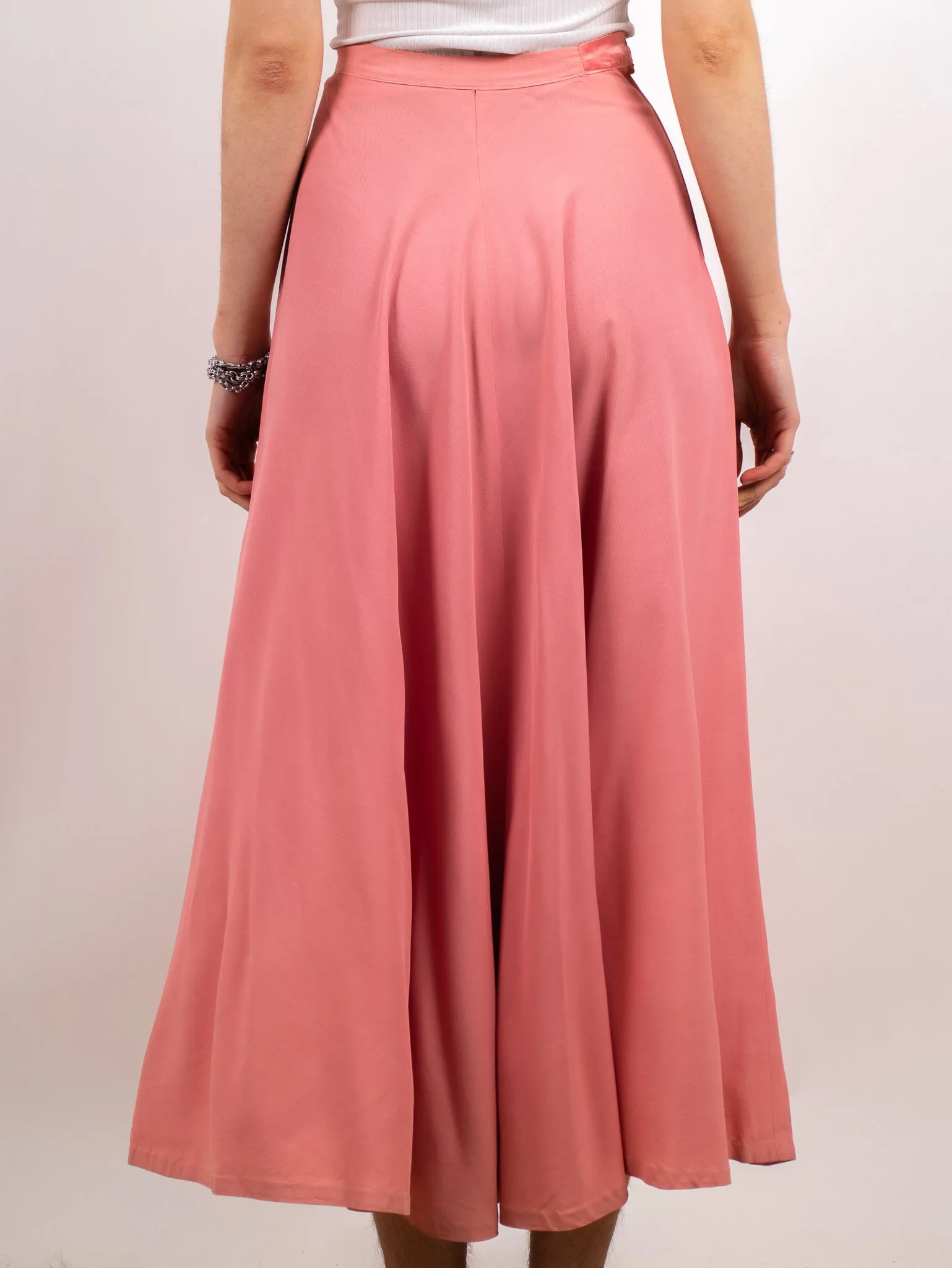 1940's Dusty Rose Pink Rayon Maxi Skirt