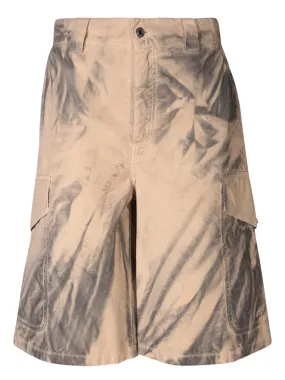 Abstract print beige bermuda shorts