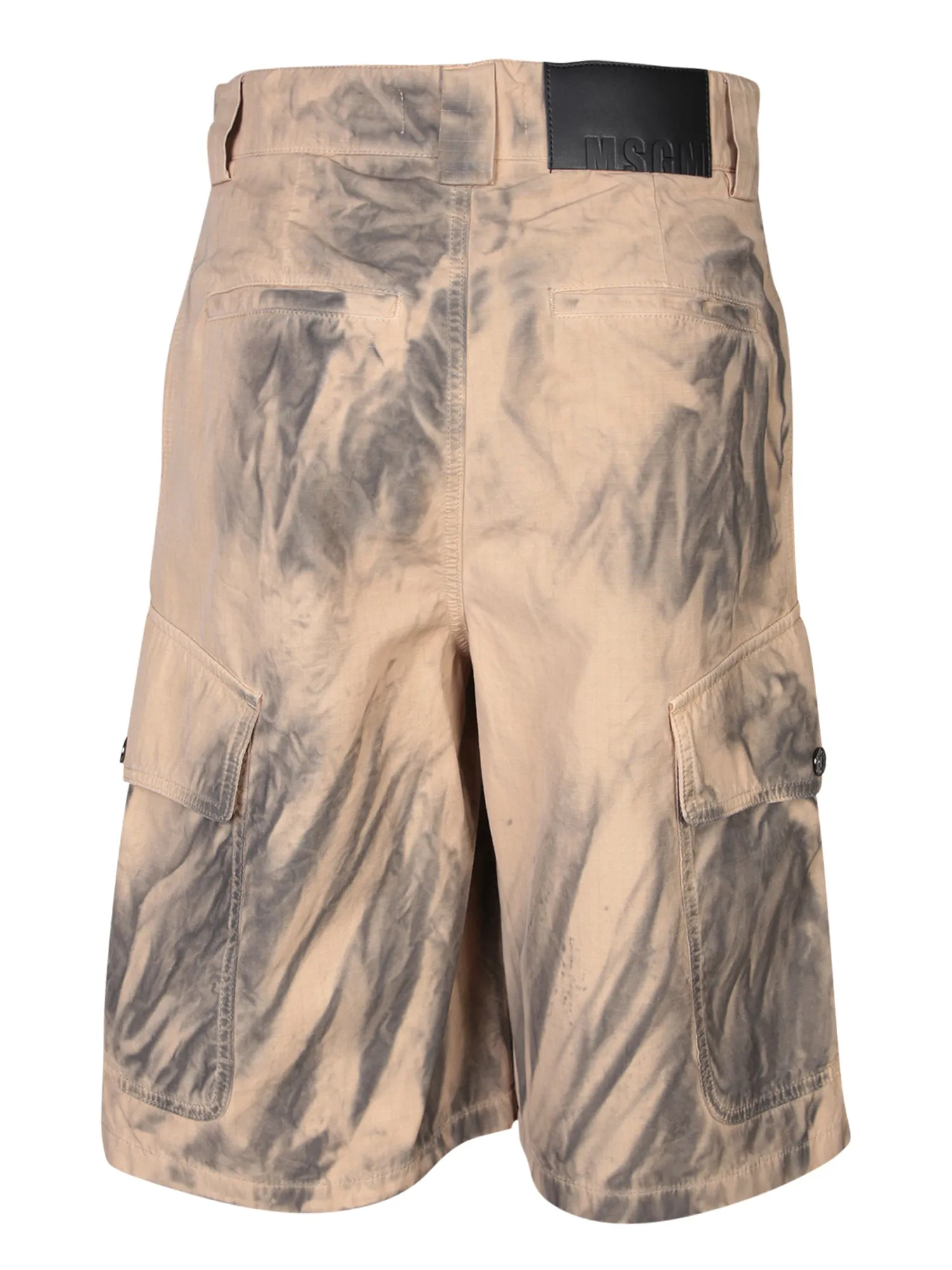 Abstract print beige bermuda shorts