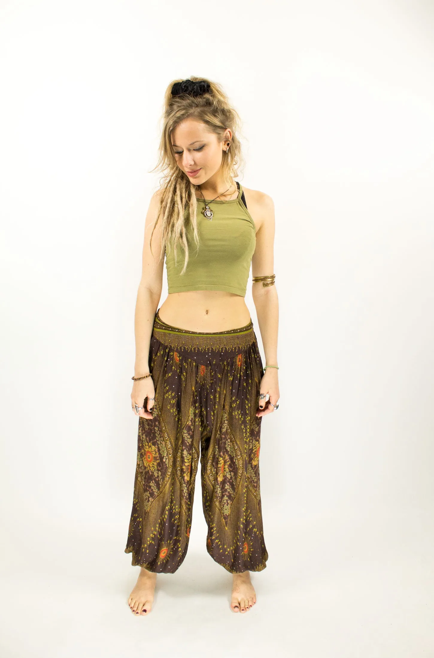 ALADDIN HAREM HIGH CROTCH PANTS BROWN