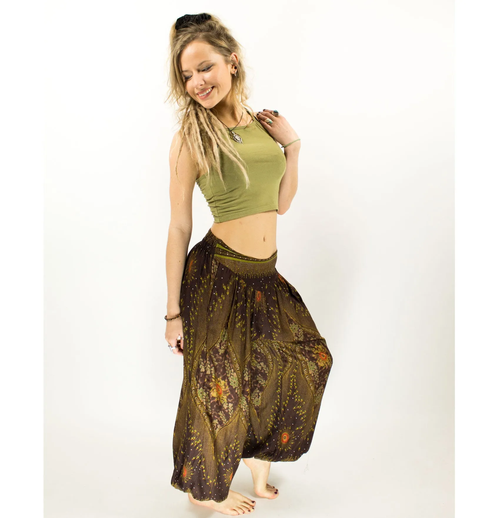 ALADDIN HAREM HIGH CROTCH PANTS BROWN