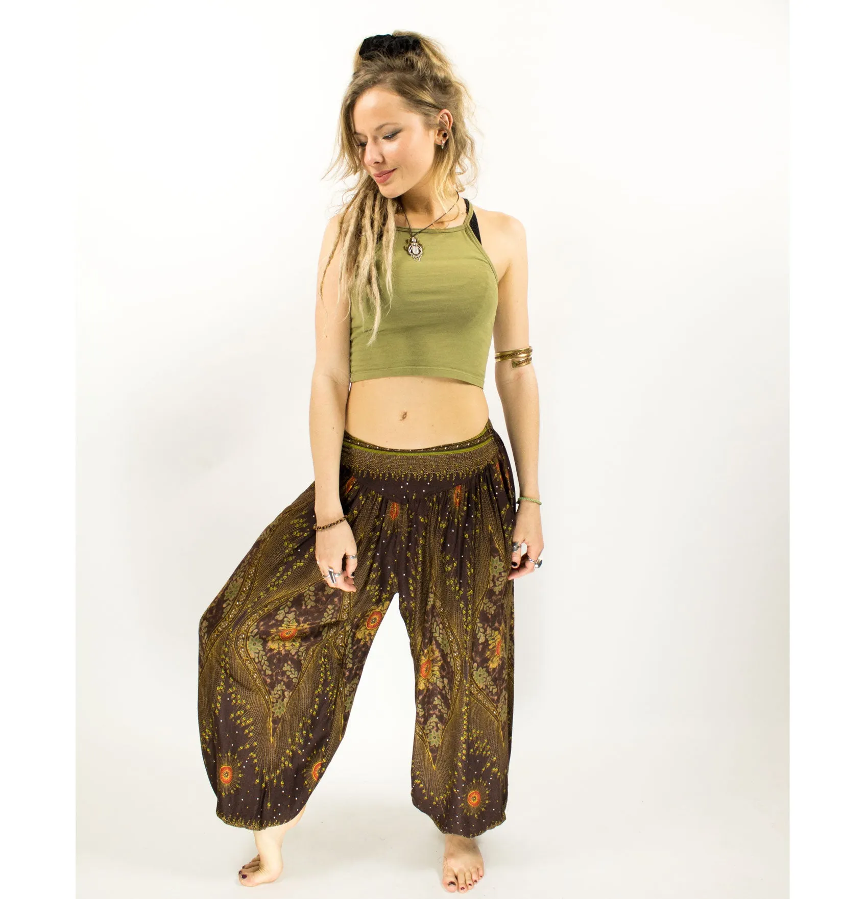 ALADDIN HAREM HIGH CROTCH PANTS BROWN