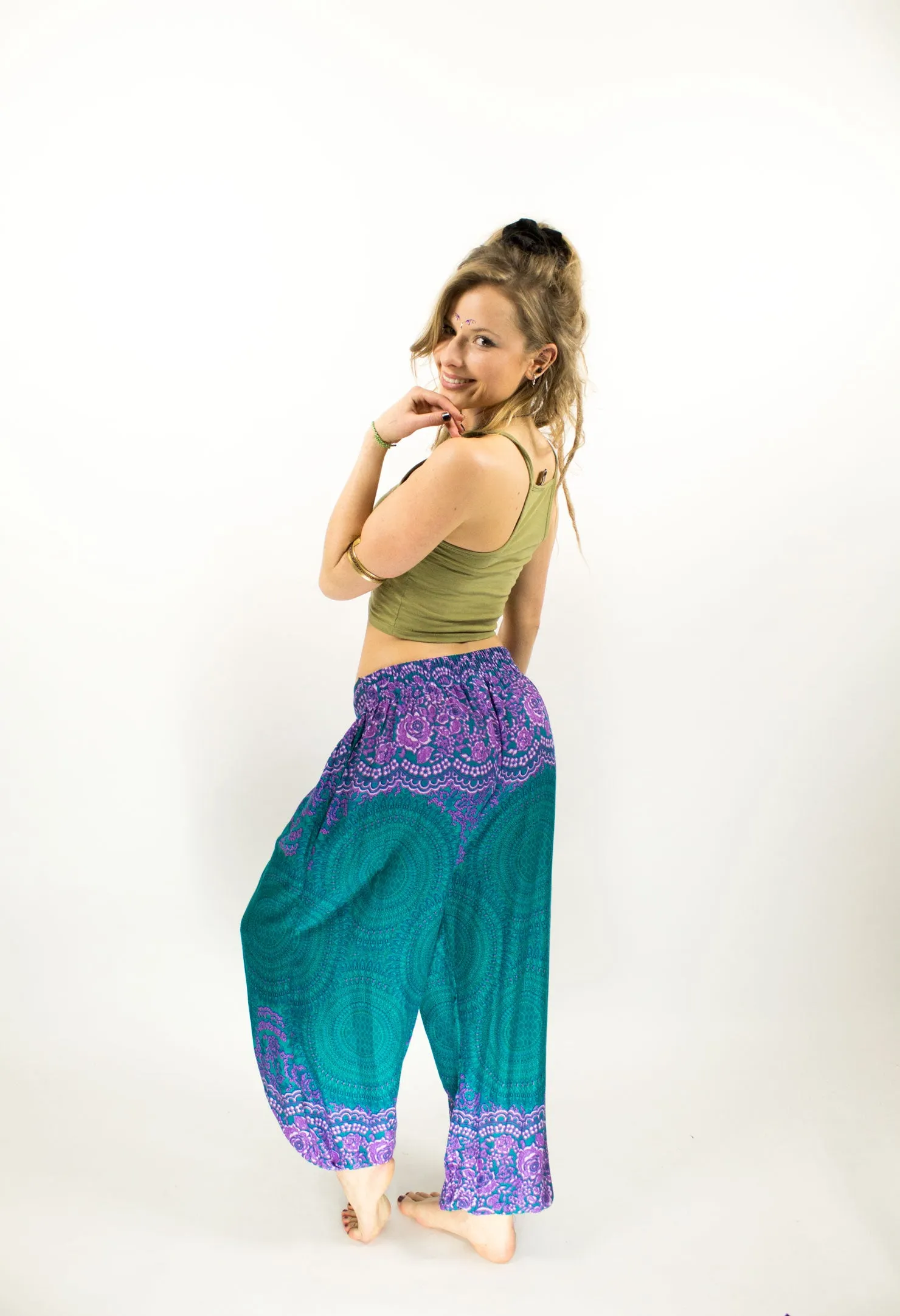 ALADDIN HAREM HIGH CROTCH PANTS TURQUOISE