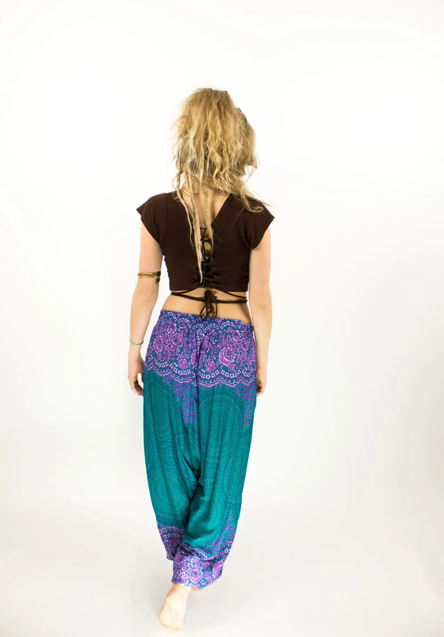 ALADDIN HAREM HIGH CROTCH PANTS TURQUOISE