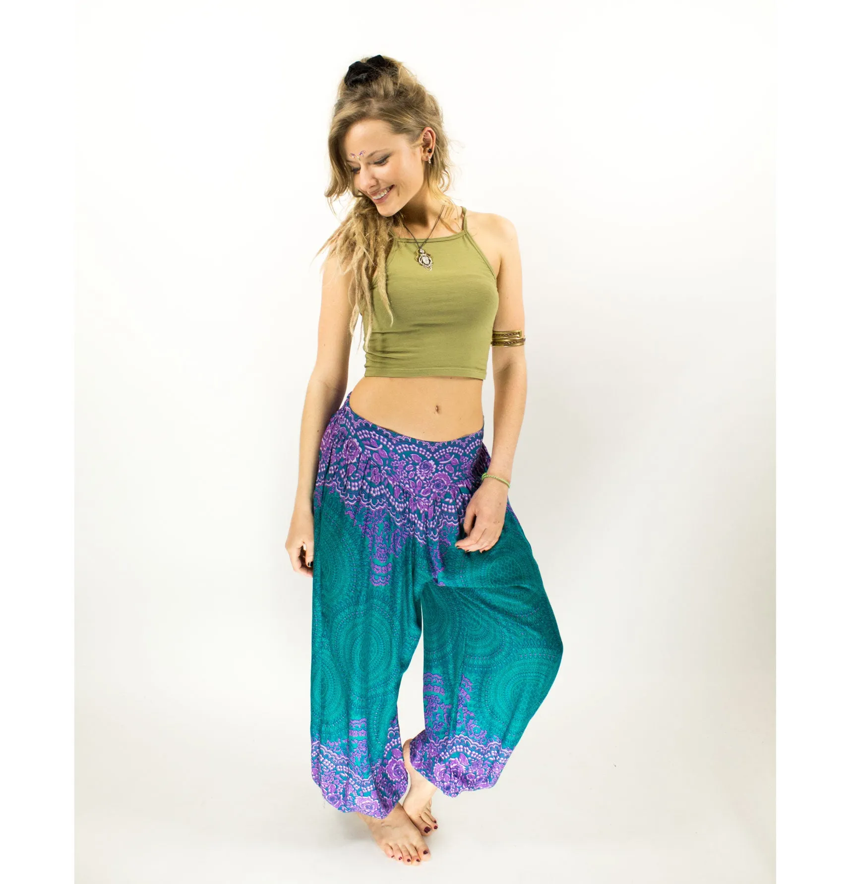 ALADDIN HAREM HIGH CROTCH PANTS TURQUOISE