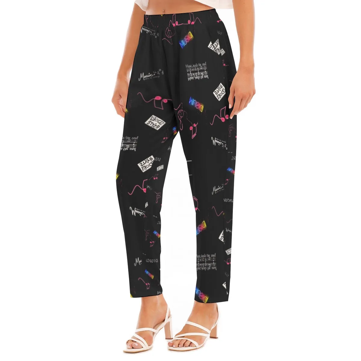 All-Over Print Women's Loose Straight-leg Pants music lovers