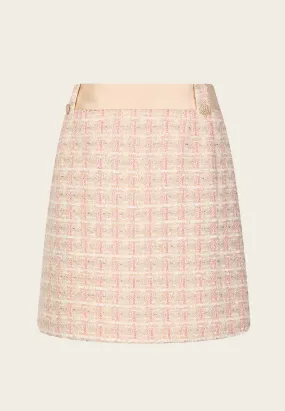 Beige Pink Tweed A-line Skirt