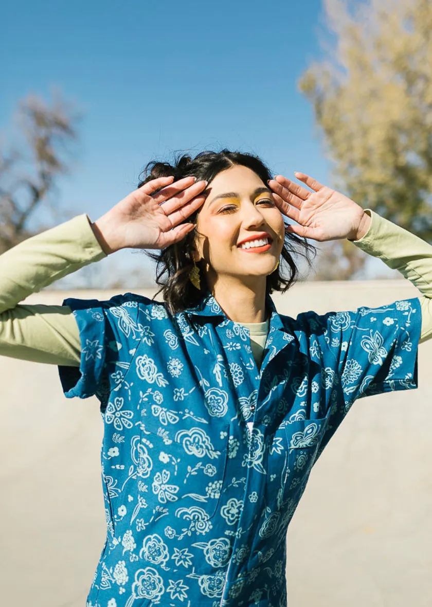 Blue Floral Jumpsuit | Printed jumpsuit | Boiler-suit | Romper | Batik