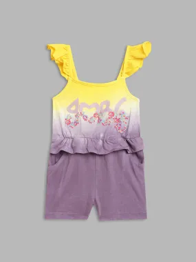 Blue Giraffe Girls Yellow Dyed Square Neck Playsuit