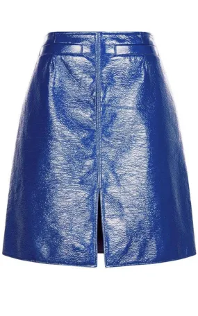 Blue Vinyl A-Line Skirt