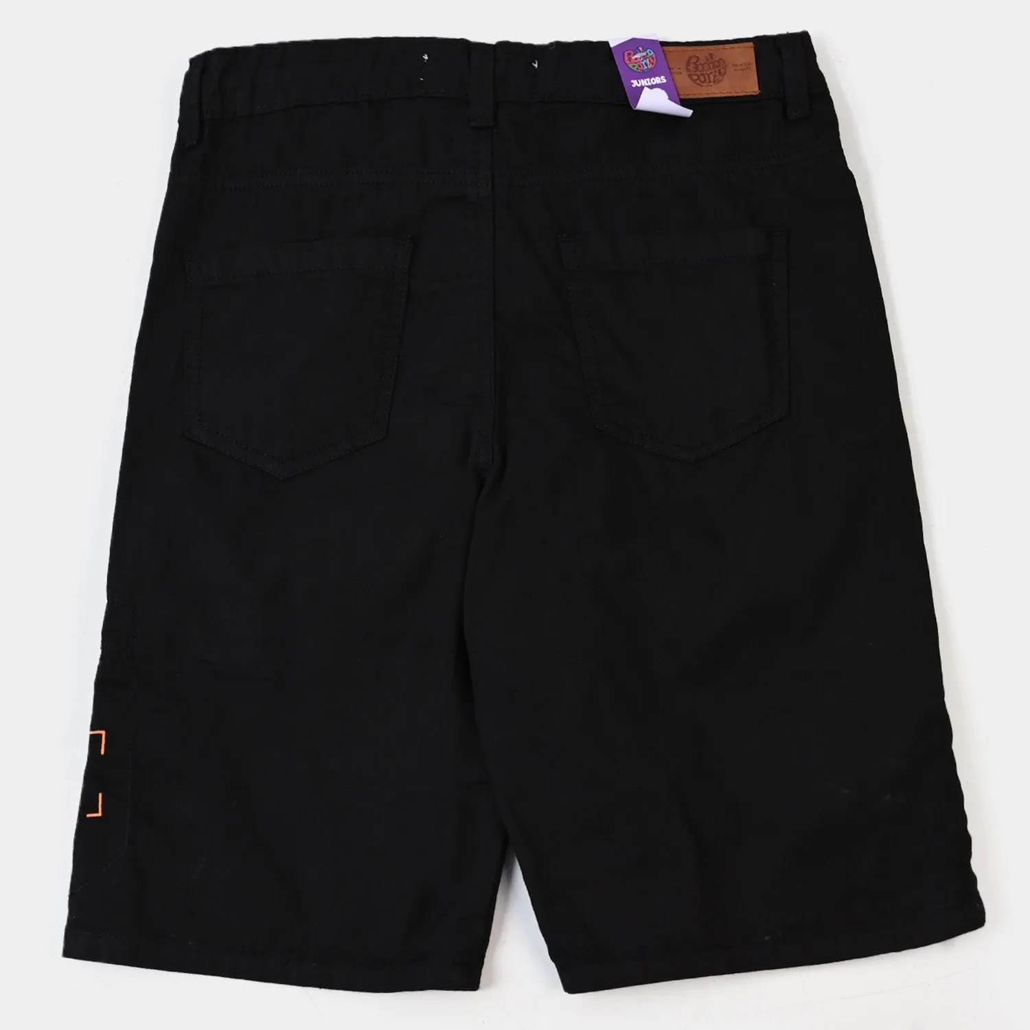 Boys Cotton Short Cargo Zip - BLACK