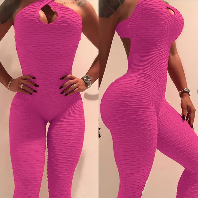 Casual Sexy Women's Backless Textured Fitness Bodysuit