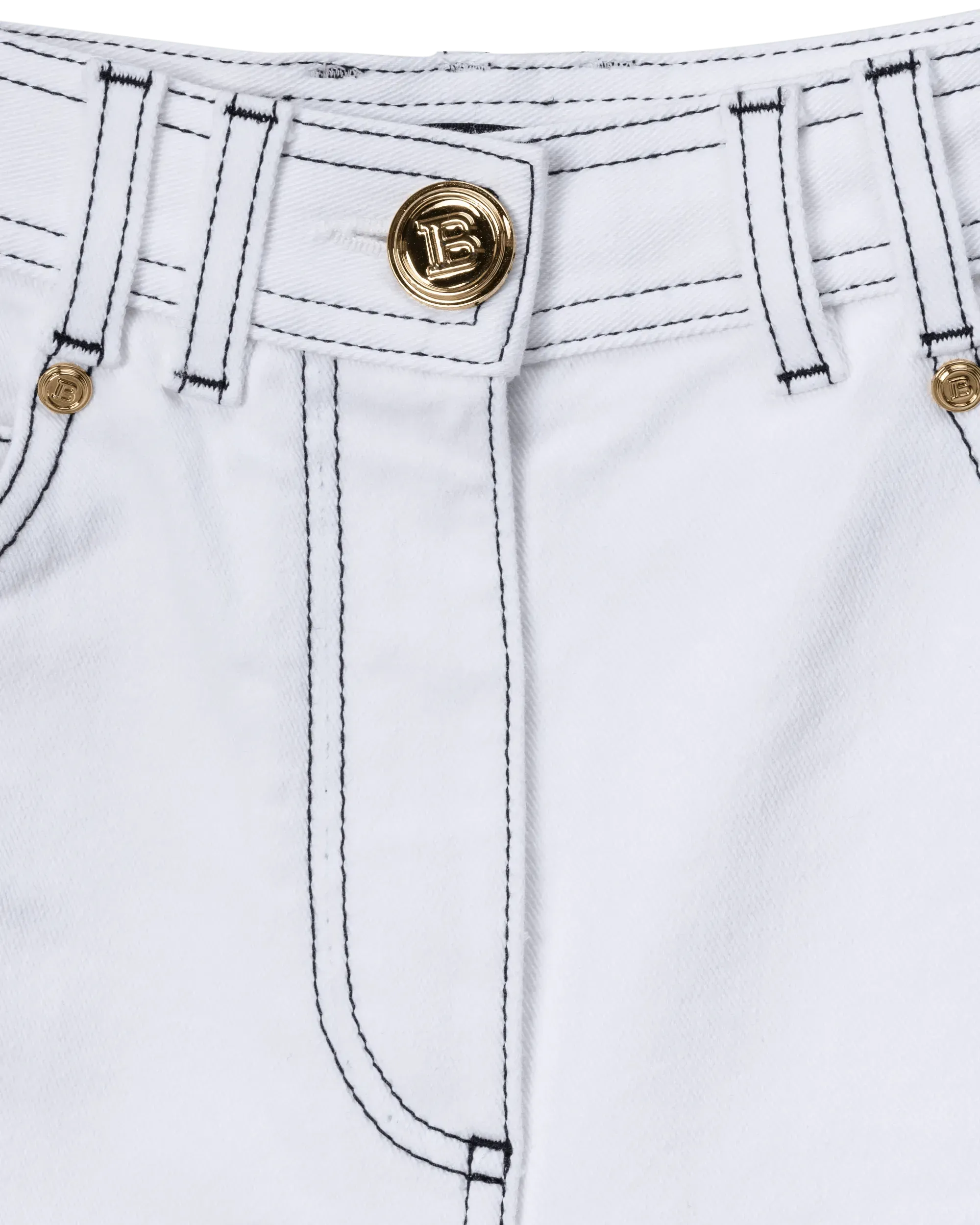 Contrast-Stitch Denim Bermuda Shorts