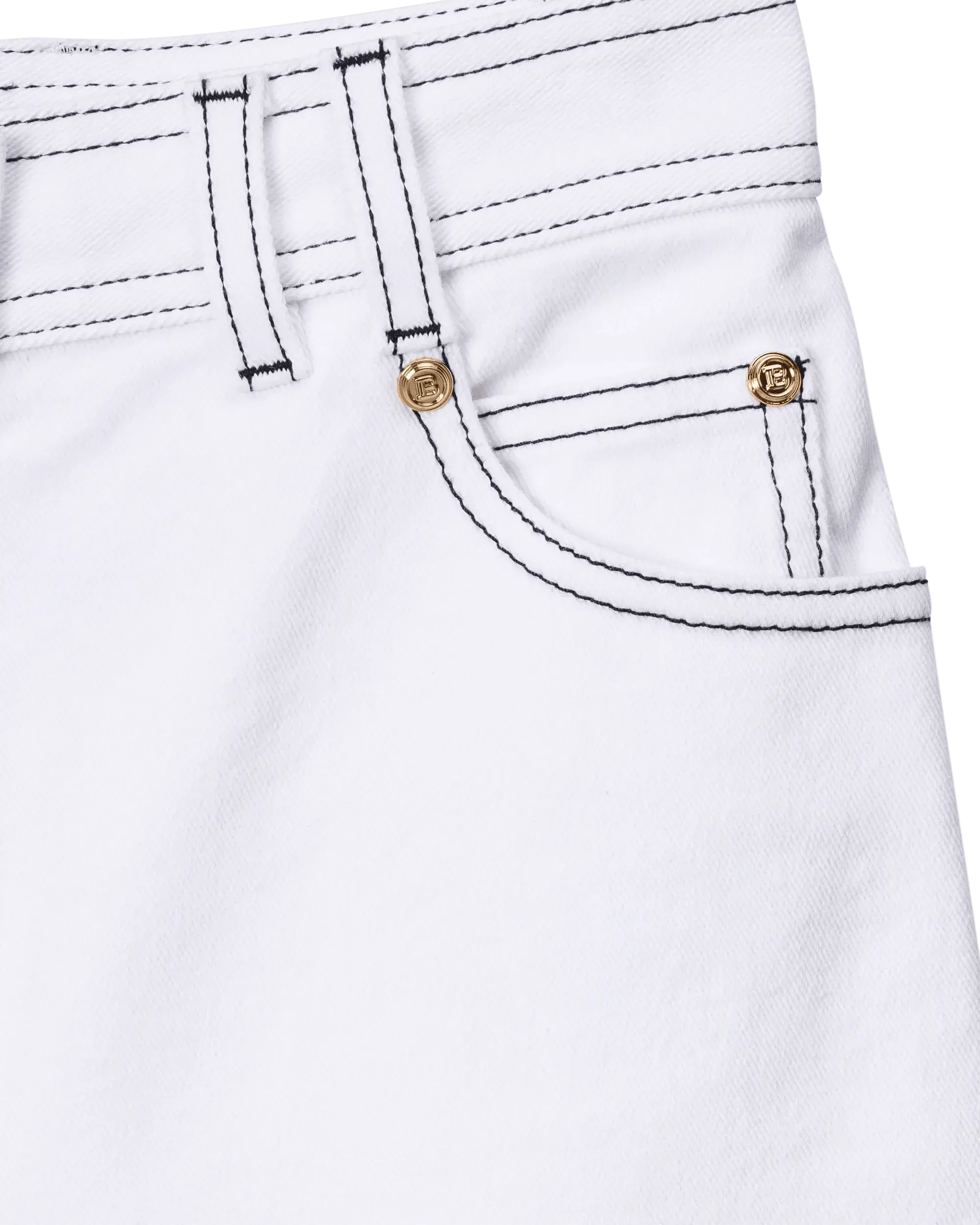 Contrast-Stitch Denim Bermuda Shorts