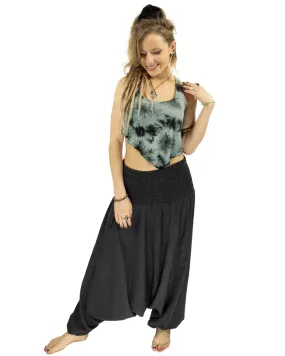 COTTON HAREM PANTS LOW CROTCH BLACK