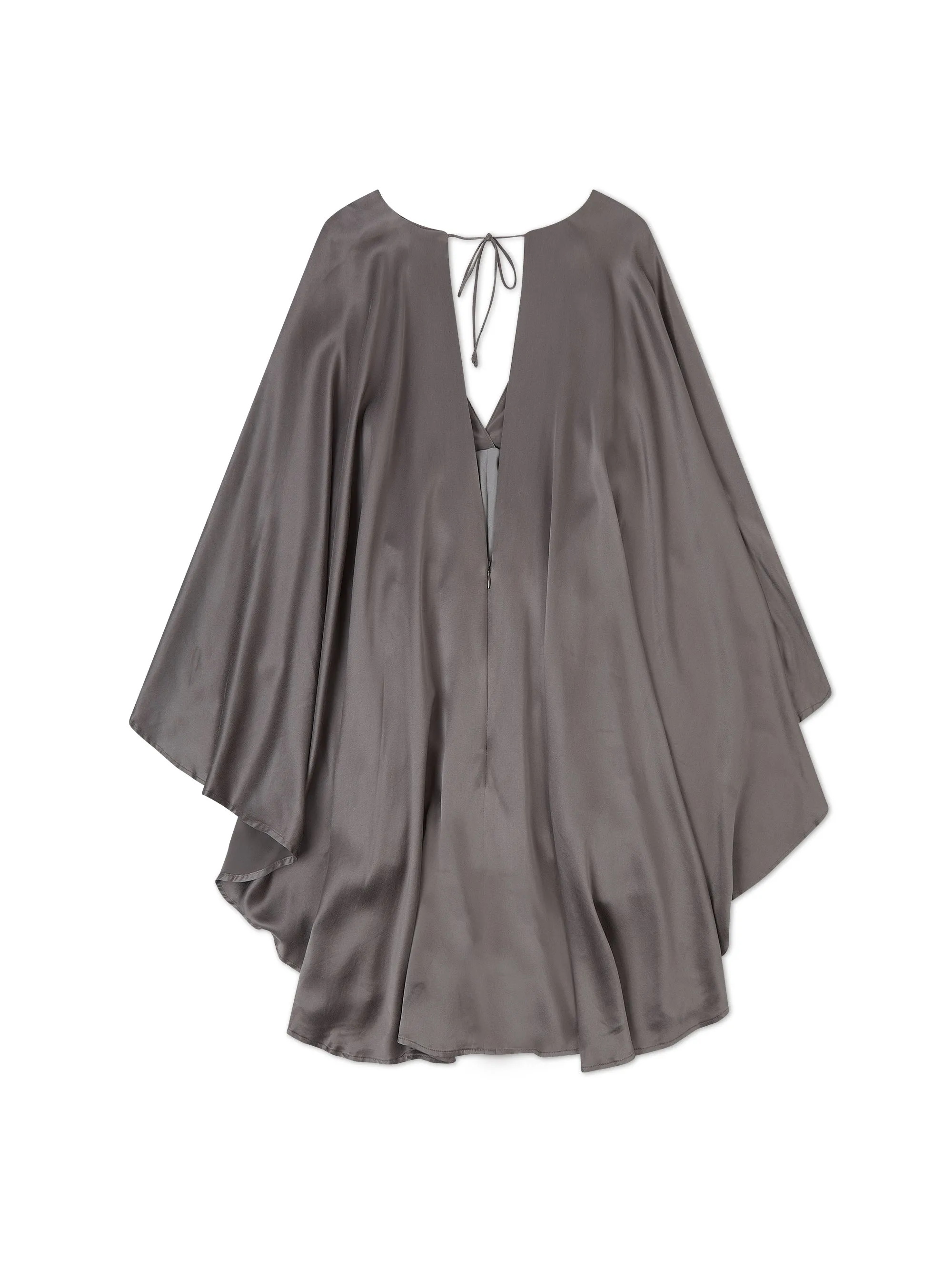 'DAHLIA' SILK CAPE BACK PLUNGE PLAYSUIT GREY