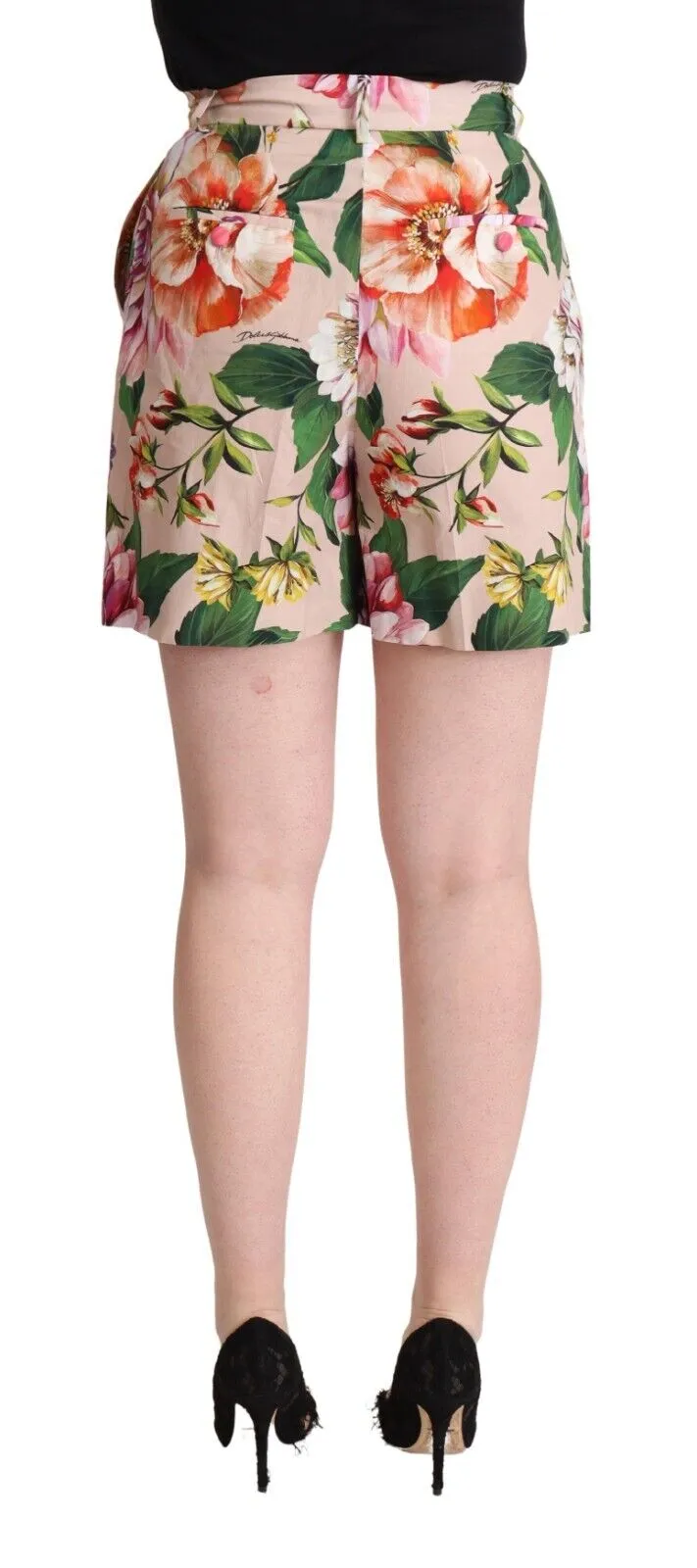 Dolce & Gabbana Pink Fiori Cotton Mid Waist Bermuda Shorts