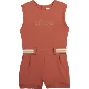 Girls Peach Cotton Playsuit