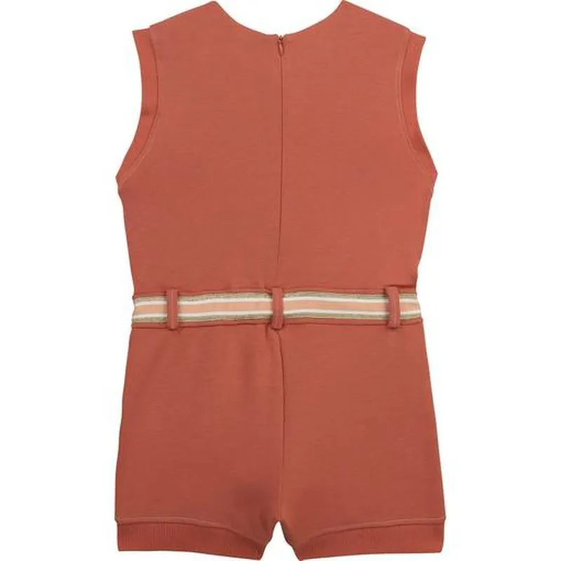 Girls Peach Cotton Playsuit