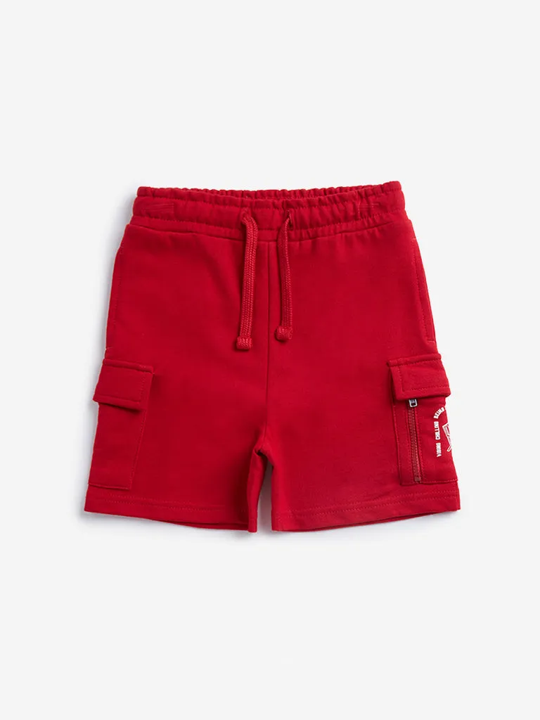 HOP Kids Red Cargo-Style Mid Rise Shorts