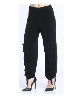 IC Collection Button Detail Harem Pant in Black - 6900P-BLK