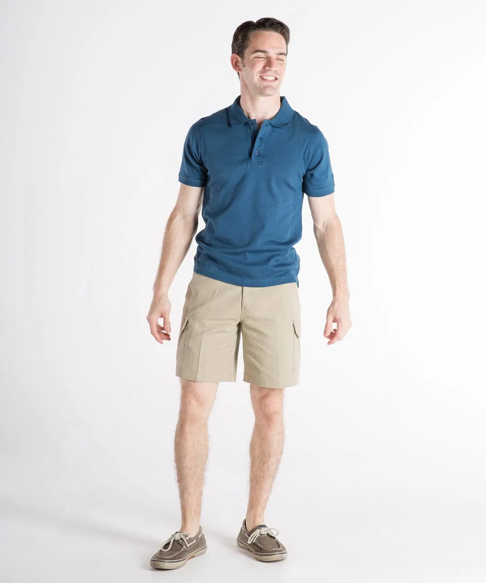 'Jason' Tall Men's Cargo Shorts: Sanded Cotton, Tan - Sz 42 / Tall - FINAL SALE