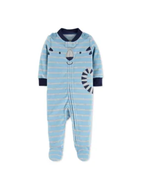 Kids Boy's Striped Fleece Jumpsuits,Blue