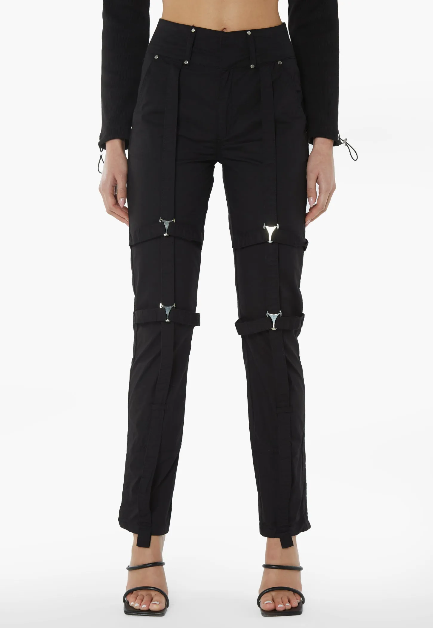 Leg Strap Detailed Trousers - Black