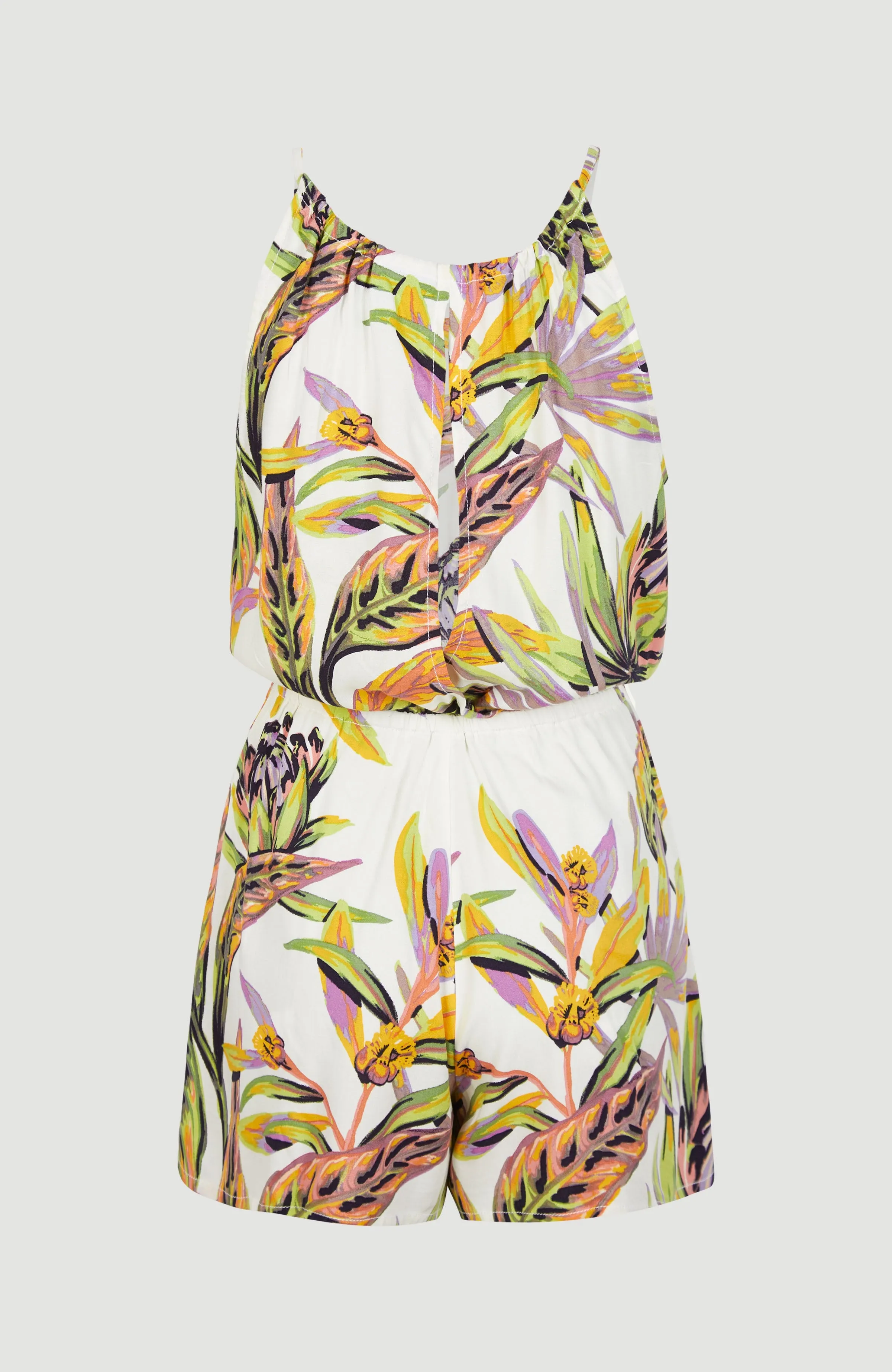 Leina Playsuit | White Tropical Flower