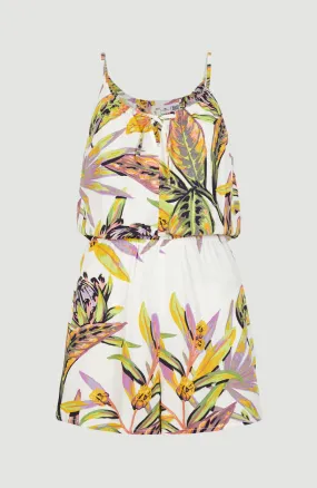 Leina Playsuit | White Tropical Flower