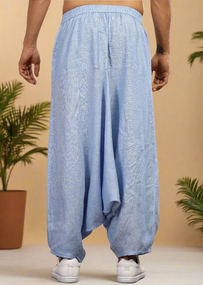 Linen Harem Pants - Shutter Blue