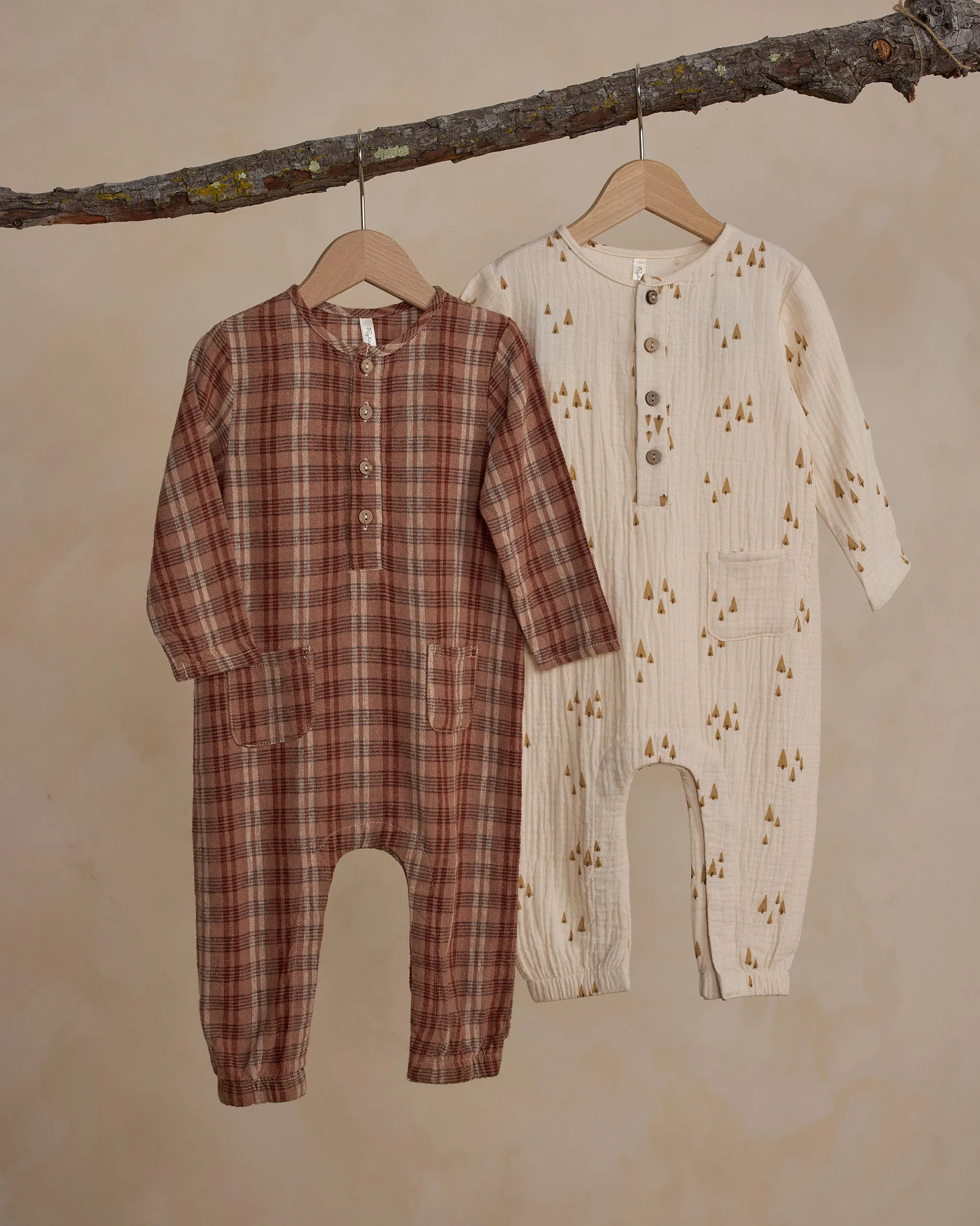 Long Sleeve Woven Jumpsuit || Trees