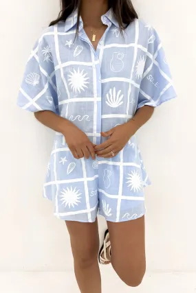 Lucia Playsuit Blue White Beach Soleil