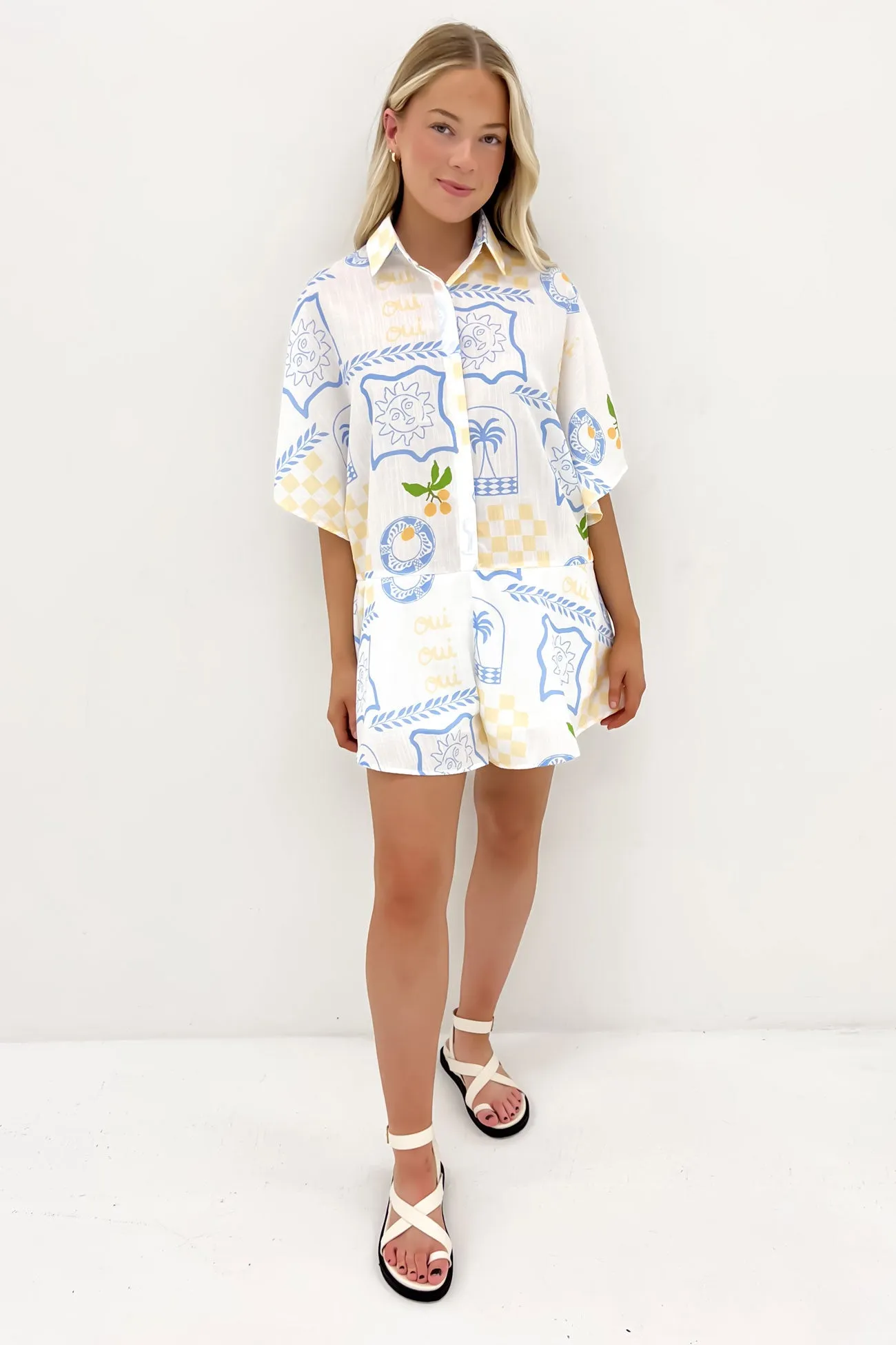 Lucia Playsuit Blue Yellow Holiday