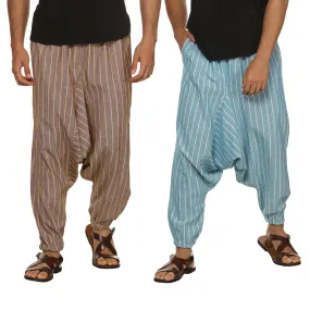 Men's Harem Pants Pack of 2| Blue & Black Stripes | Fits Waist Size 28 to 36 inches