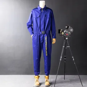 Men's Long Sleeve Jumpsuits Zip Up One Piece Coverall Tracksuits with Pockets Boiler Suit