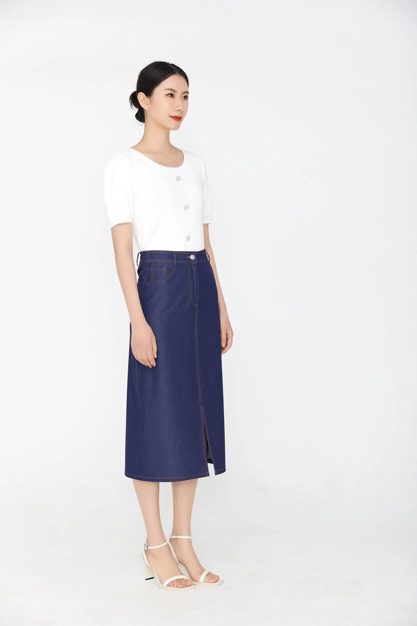 Midnight Blue A Line Midi Skirt