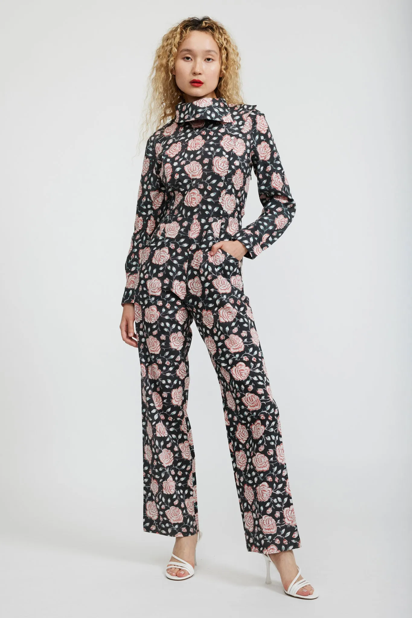 Mila Jumpsuit in Black Watercolor Floral