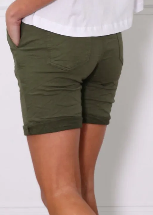 Monaco Riley Denim Shorts - Khaki