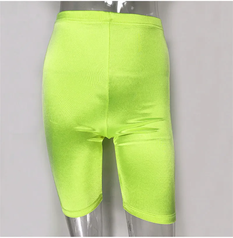 Neon Shine Biker Shorts