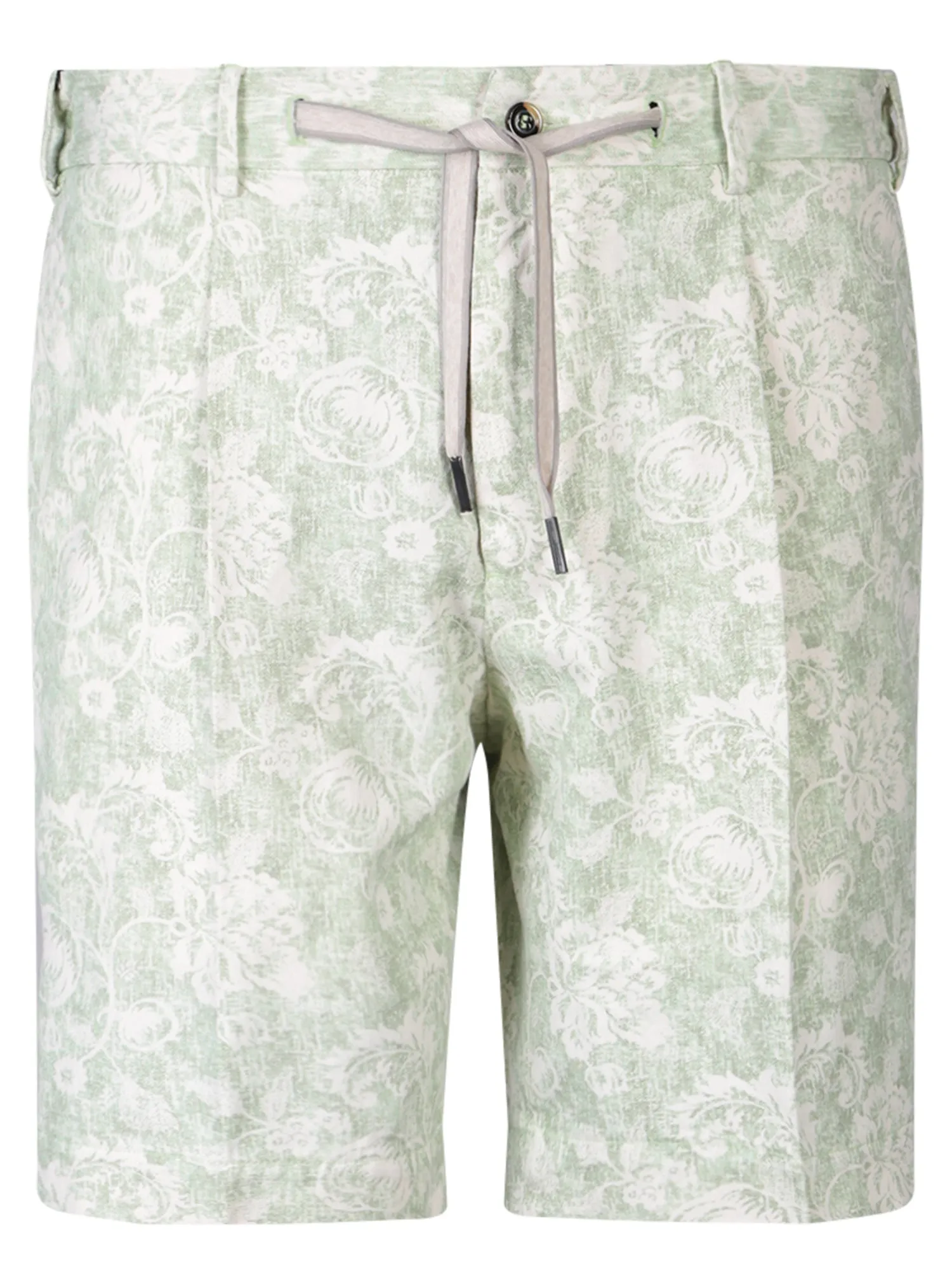 Patterned Bermuda Shorts in Cream/Green