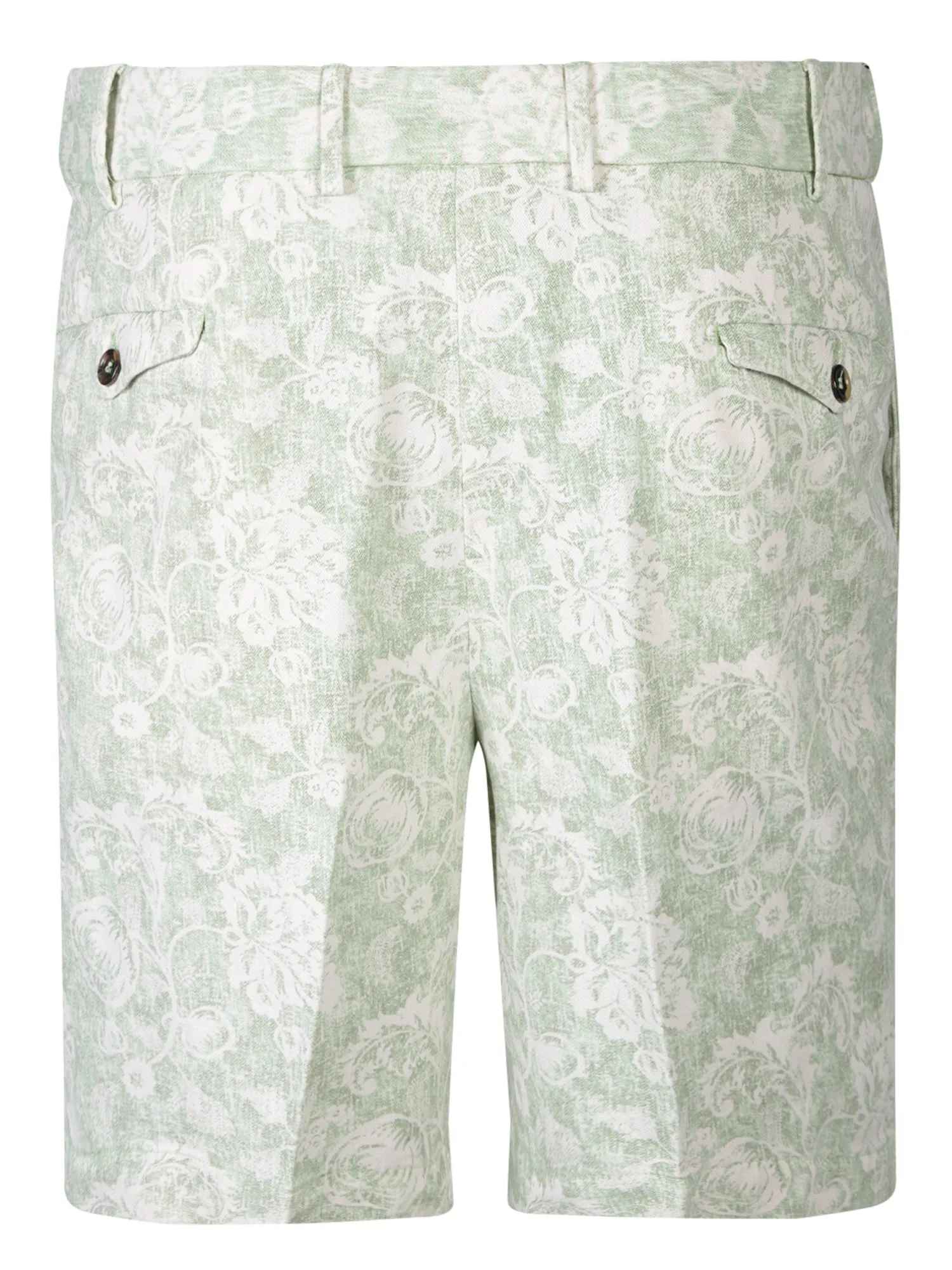 Patterned Bermuda Shorts in Cream/Green