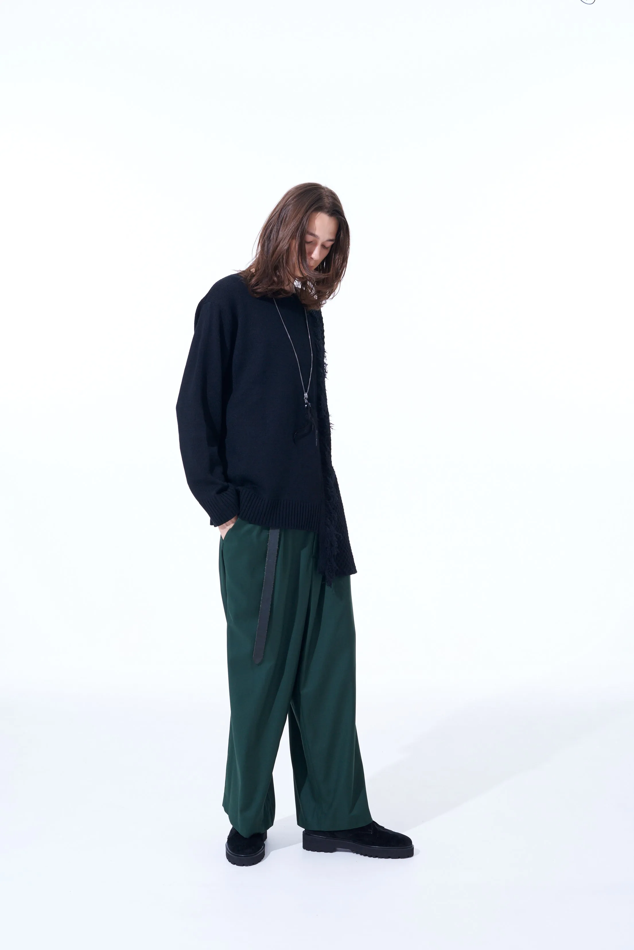 PE/RY CLEAR TWILL 2-TUCK WIDE STRAIGHT PANTS