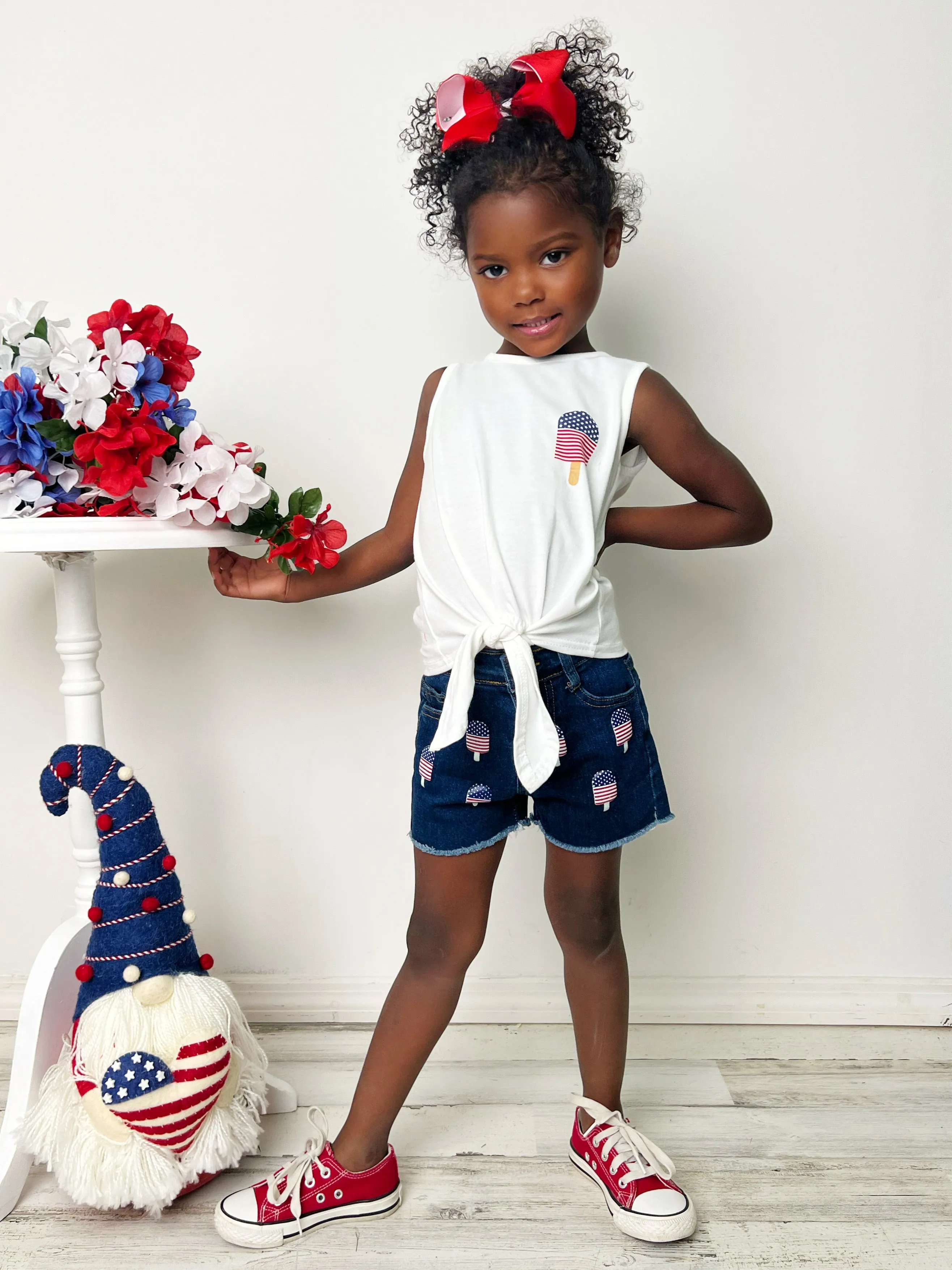 Popsicle Patriot Denim Shorts Set