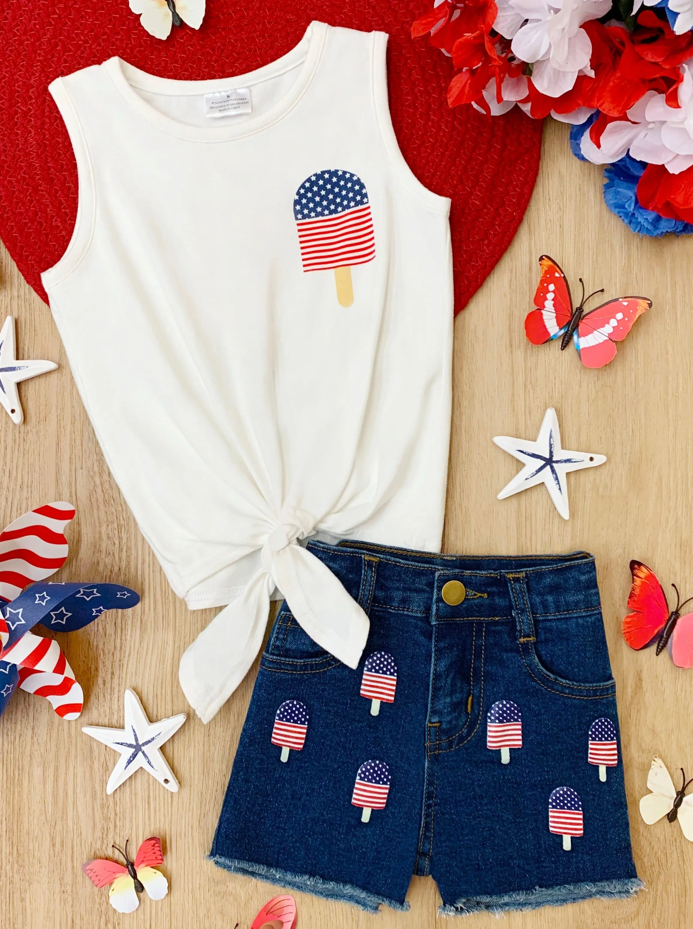 Popsicle Patriot Denim Shorts Set