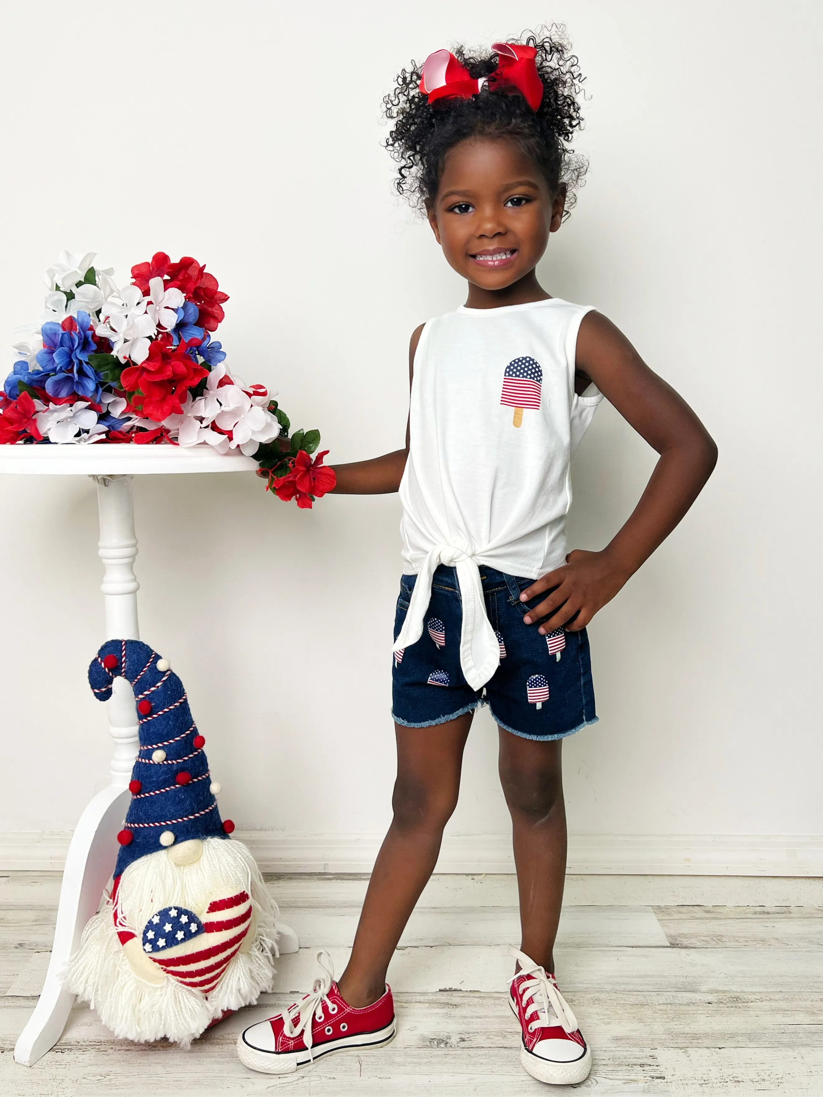 Popsicle Patriot Denim Shorts Set