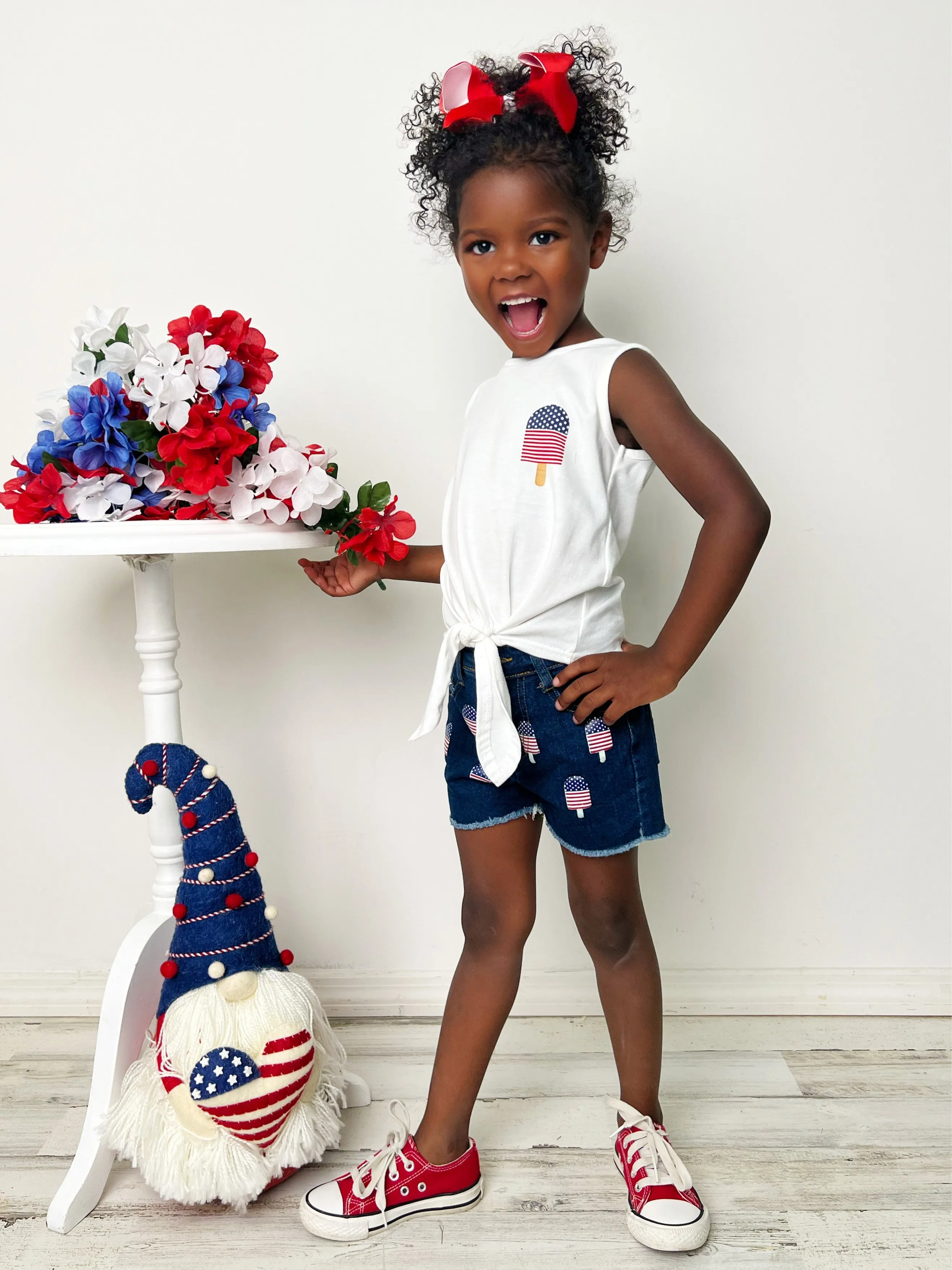 Popsicle Patriot Denim Shorts Set