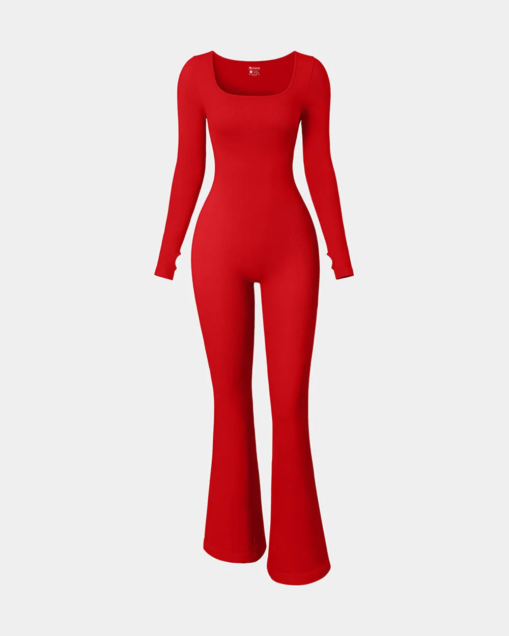 Ribbed Exercise Long Sleeve Jumpsuits