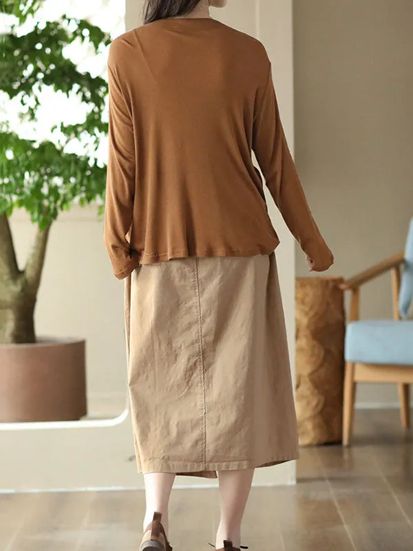 Split-front A-line Loose Skirts Bottoms