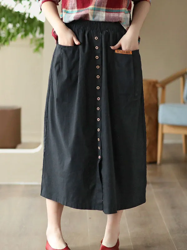 Split-front A-line Loose Skirts Bottoms